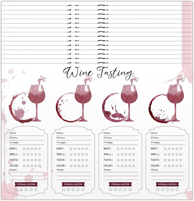 Gandeer 48 Pcs Wine Tasting Placemats Set Wine Score Rating Sheet Disposable Paper Placemat for Christmas Thanksgiving Bir...