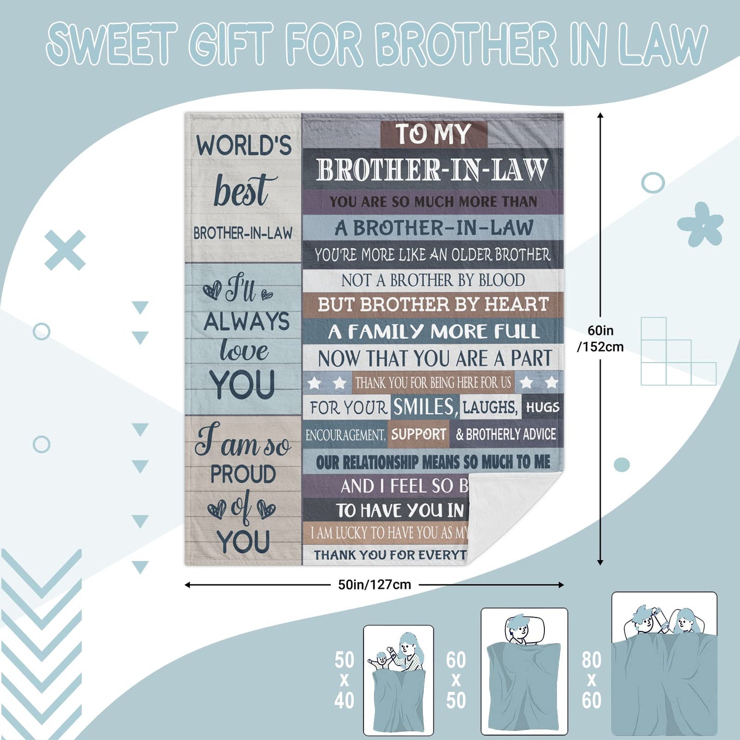Pozevan Brother in Law Birthday Gift, Brother in Law Blanket (60x50 Inches)