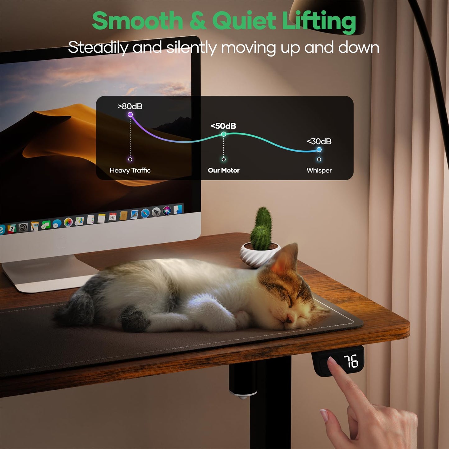 Crenova Electric Standing Desk,Height Adjustable Computer Home Office Stand Up Desk,48 x 24 Inches Whole-Piece Sit Stand Studying Gaming Table(Vintage Brown)