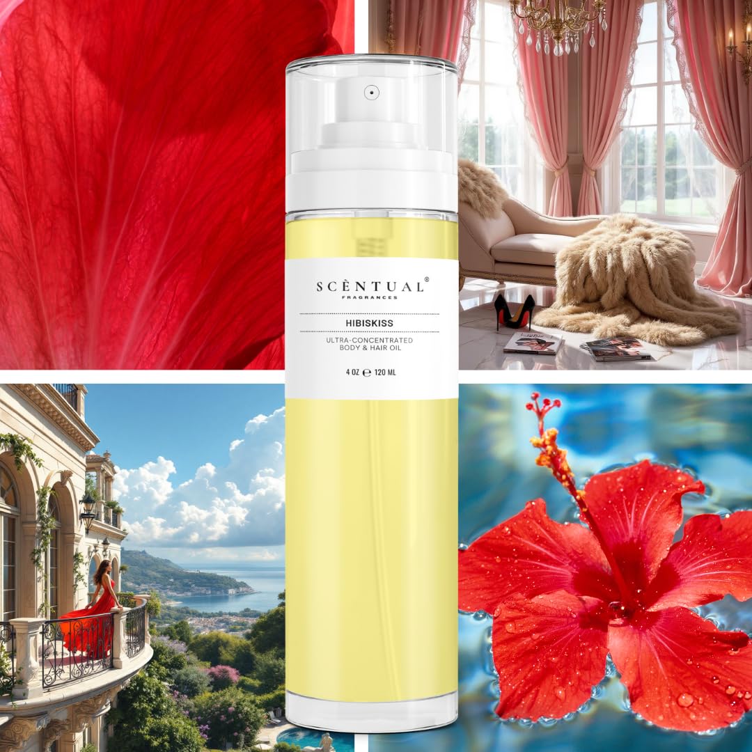 Scentual Fragrances, Luxury Perfume Oil, Ultra-Concentrated Women Roll-On Fragrance Oil, Long Lasting Rollerball Travel Mini Perfume, Vegan, Alcohol & Cruelty Free 10ml (HibisKiss)