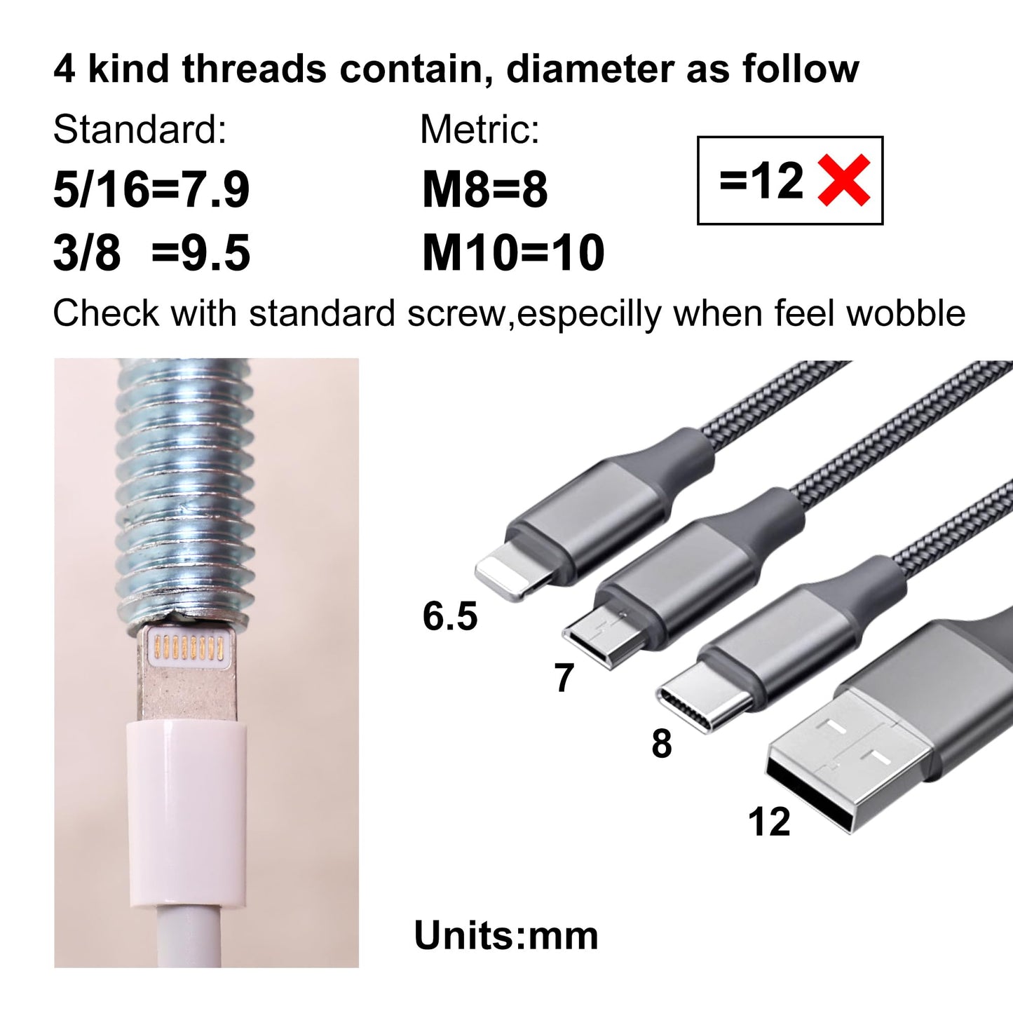 Skuehod 12 Inch Adjustable Bed Legs Replacement Screw in Furniture Support, 3 Sections, Felt Bottom for Hard Floors, Set of 6