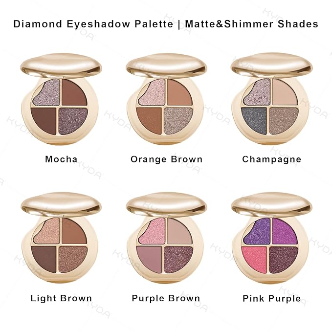 KYDA 4 Colors Eyeshadow Palette, Neutral Brown Matte Eyeshadow, Pearl Metallic Glitter Mini Makeup Palette, High Pigmented Eyes Shadow for Old Women, Light Brown