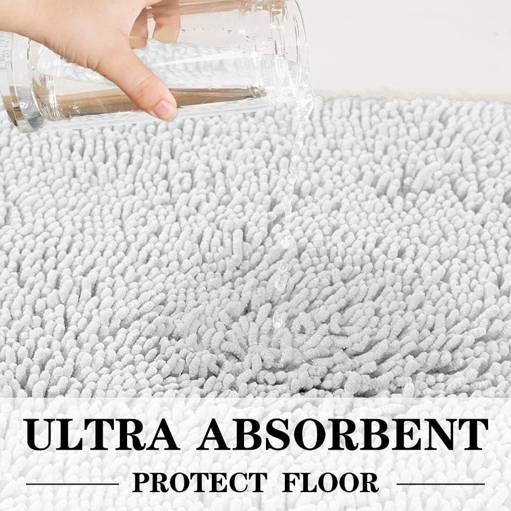 SONORO KATE Bathroom Rug,Non-Slip Bath Mat,Soft Cozy Shaggy Thick Bath Rugs for Bathroom,Plush Rugs for Bathtubs,Water Absorbent Rain Showers and Under The Sink (White, 44"×26")