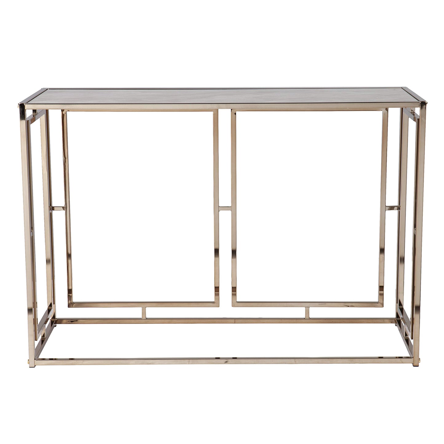 SEI Furniture - Simondley Faux Marble Console Table - Transitional Design, Champagne Metal and Glass - Ideal for Entryway, Living Room (CK1125003)