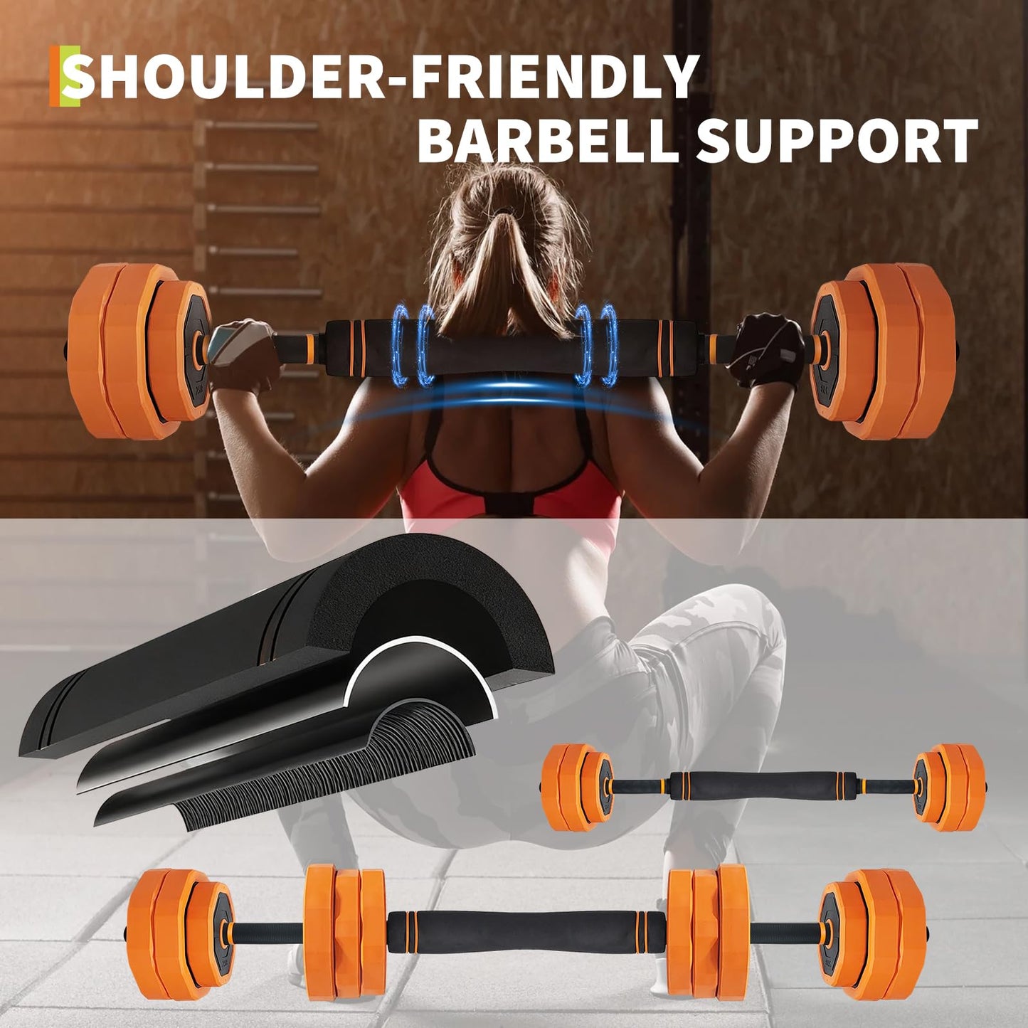 Garvee 4-In-1 Adjustable Dumbbell Set (44/66/88LB) - Convertible to Barbell, Kettlebell & Push Up Stands, Home Gym Equipment for Men & Women, Space Saving Weights with PVC Coating,88 LBS