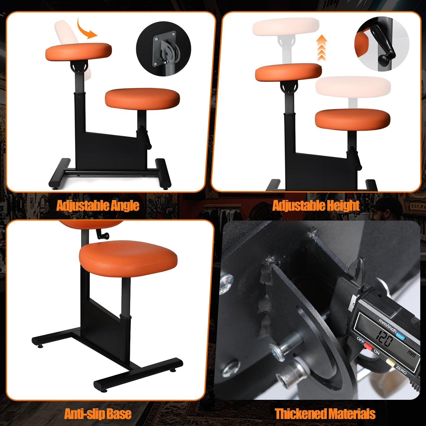 Tuffking Professional Adjustable Tattoo Armrest Chair - 26 lb Lightweight, 30-40inch Backrest & 19-22inch Seat Height Adjustment, 18x25inch Tattoo Arm Rest for Tattoo Artists & Studios & Client