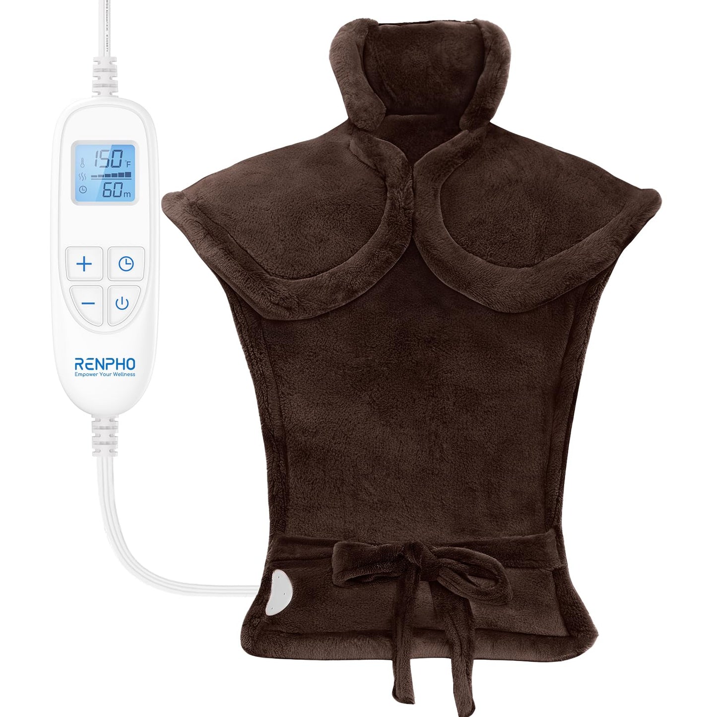 RENPHO Heating Pad for Back, Valentines Day & Birthday Gifts for Her Him Women Men, Electric Heat Pad for Neck and Shoulder, FSA Eligible Items Only List, Fast Heating, ETL Certified, 24"x33", Brown