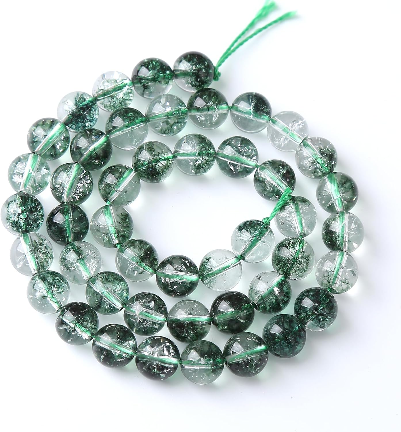 90pcs 4mm Natural Green Phantom Ghost Quartz Stone Round Beads for Jewelry Making DIY Bracelets Necklaces Crystal Energy Healing Stone Beads 15" (Green Phantom Ghost Quartz, 4mm)