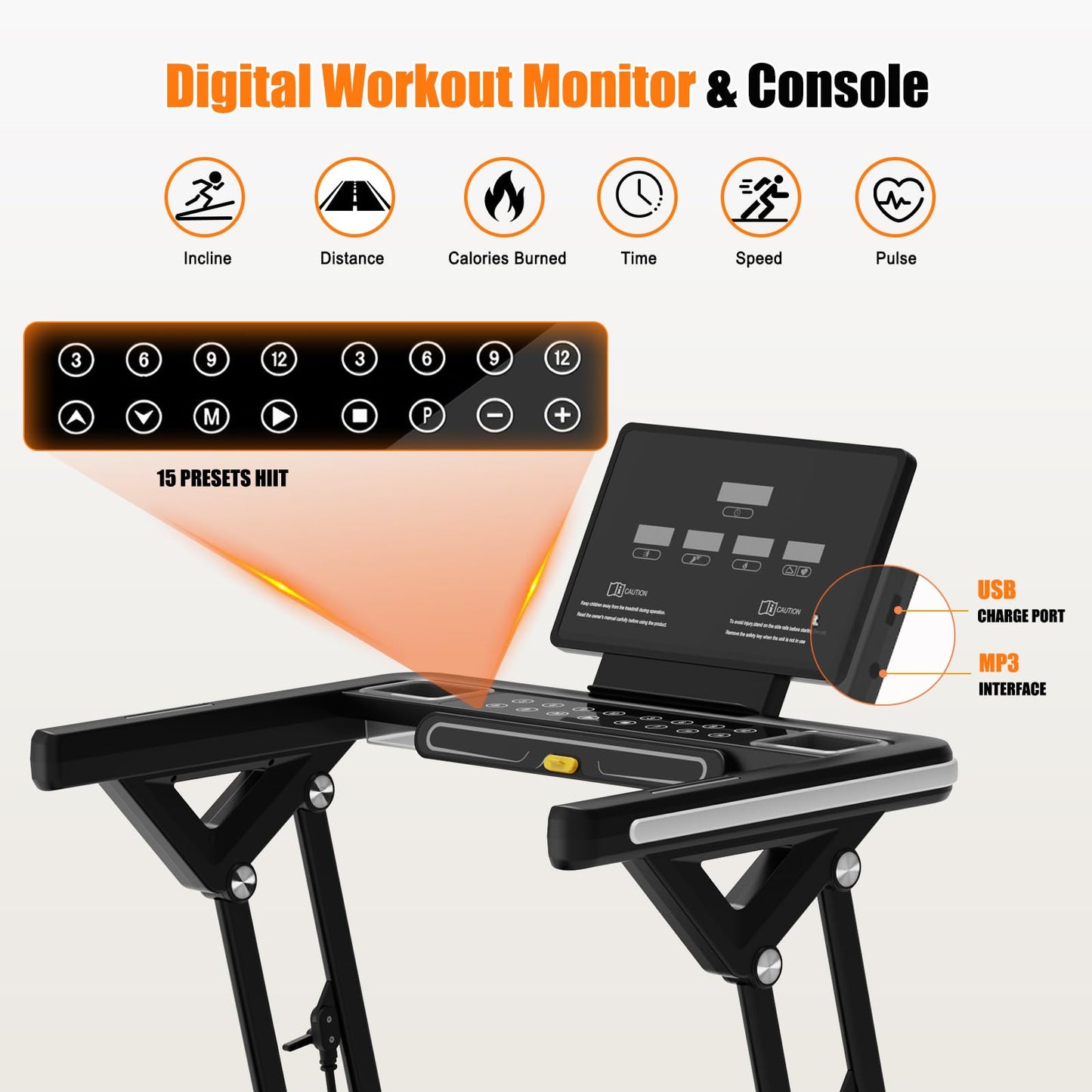 RECOVION Treadmill with Electric Incline and handrails, Running mat Design with Music Playback, 3.5 HP Motor, 300 lbs Weight Capacity, Suitable for Home and Small Office use.