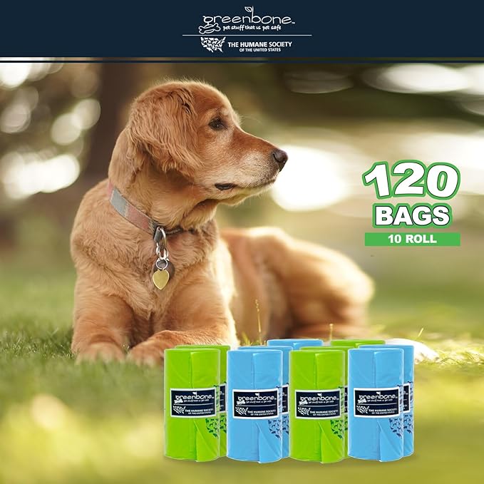Greenbone The Humane Society Biobase Pet Poop Bags - 10 Rolls - 120 Refills