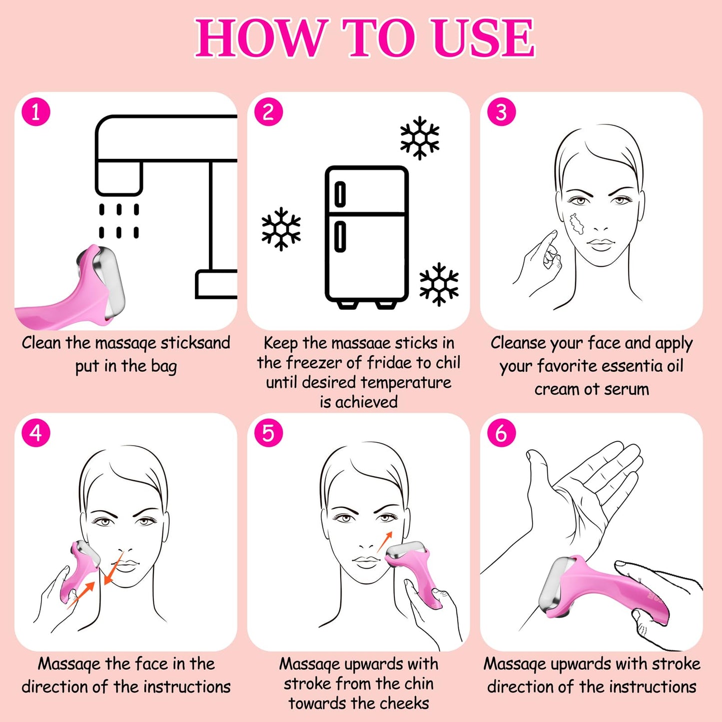 360 Rotating Ice Roller for Face-Stainless Steel Facial Massage Tool for Skin Tightening, Ice Face Roller -Wrinkle Reduction & D