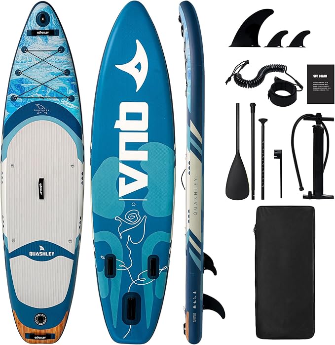 Quashley Inflatable Paddle Board,Ultra Stable Stand Up Paddleboards 33"/34" with All Premium Accessories,Wide All Around S...