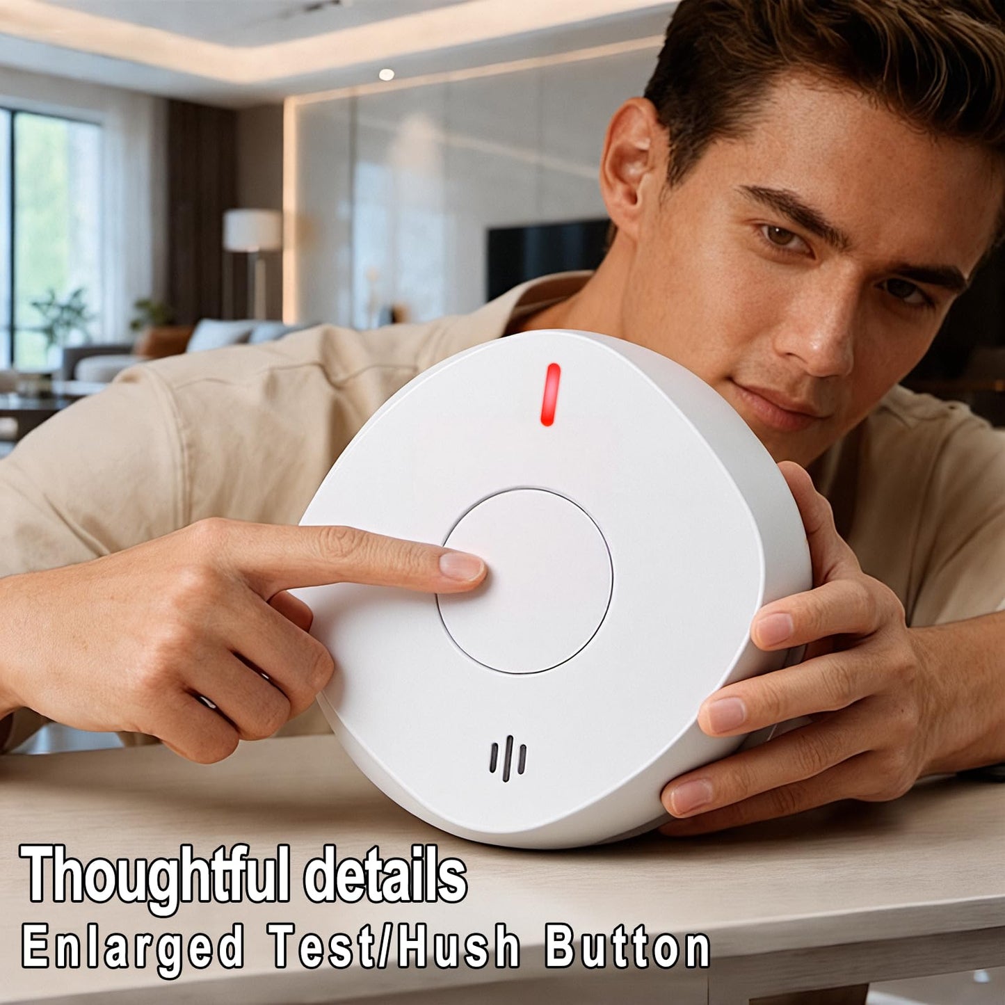 Smoke Detector Carbon Monoxide Detector Combo 10 Year Battery， 2 in 1 Smoke Detector, LED Warning Light Indicators, White, 4 Pack