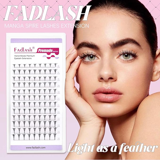 Premade Lash Fans Natural Anime Lashes 0.07 C Curl Manga Lashes Soft Black Eyelash Extensions for Professional Salon Use by FADLASH (0.07-C-8-14mm)