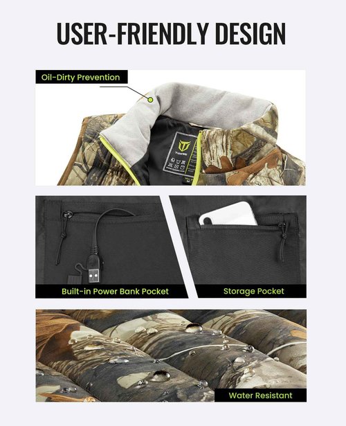 TIDEWE Women’s Heated Vest with Battery Pack, Lightweight Vest for Hunting/Hiking (Next Camo G2, Size L)