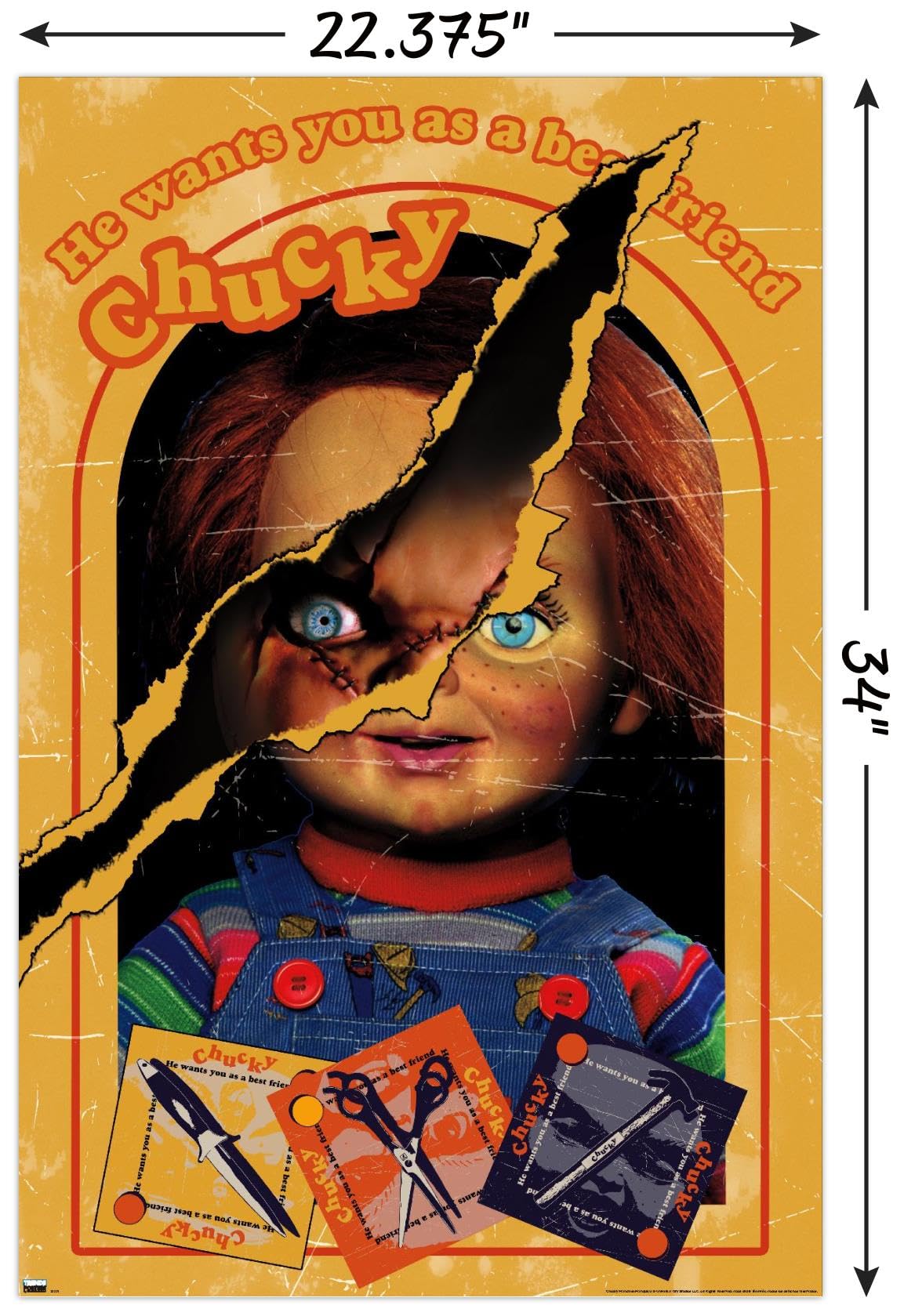 Trends International Chucky: Let's Be Friends - Box Wall Poster, 34L x 22.4W, Unframed Version