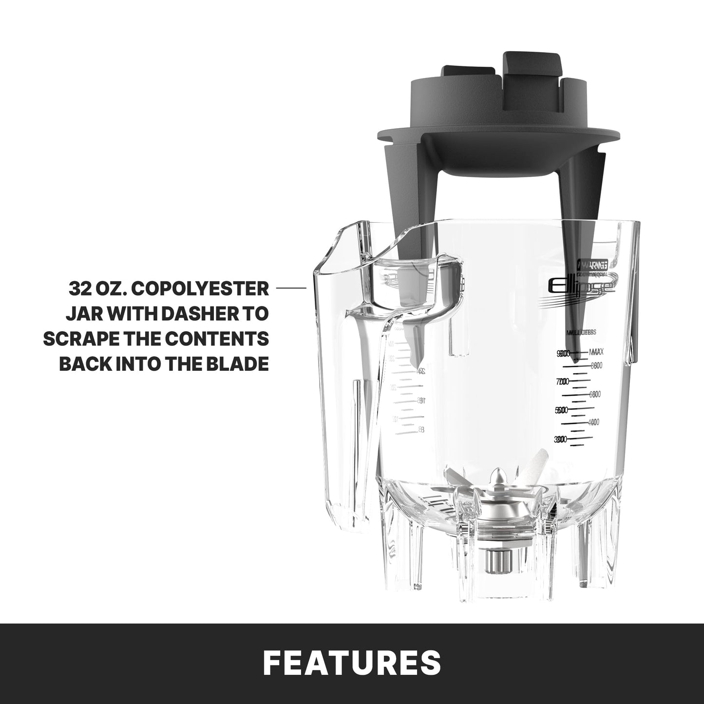 Waring Commercial 3.5 HP Ellipse Blender w/LCD Display, Programmable, 32 oz. Copolyester Container & Sound Enclosure