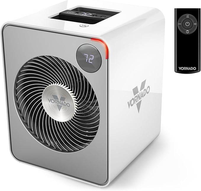 Vornado VMHi500 Whole Room Metal Space Heater, Digital Thermostat, Remote Control, Auto-Climate Control, 12-Hour Timer, Vortex Heat Circulation, Heater for Bedroom, Home, and Living Room, White