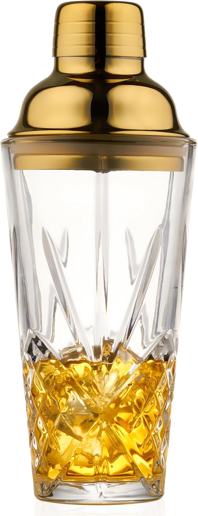 Gold&Martini shaker Glass-Christmas Cocktail Shaker-Crystal Shaker(No Lead)-Drink Glass for Espresso, Holiday, Mixology, B...