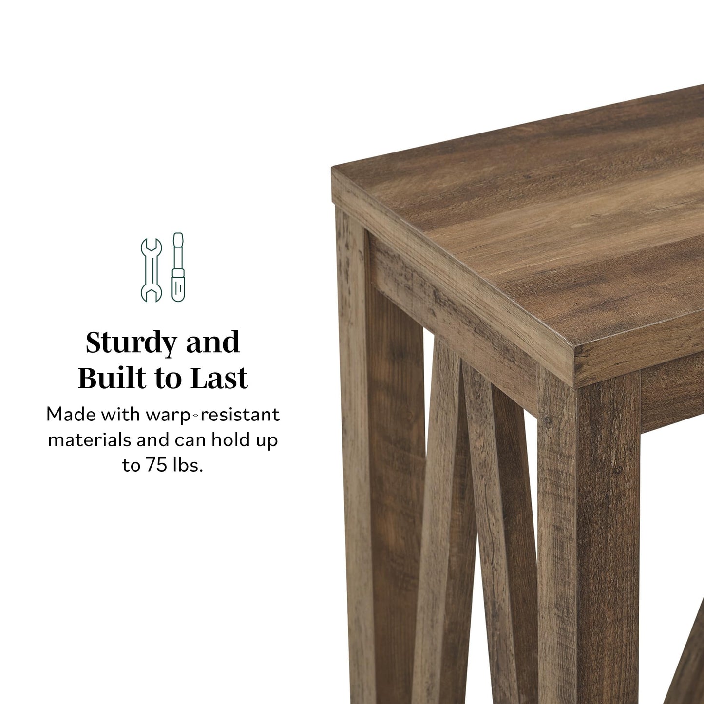 Walker Edison Modern Farmhouse Accent Entryway Table Entry Table Living Room End Table, 52 Inch, Rustic Oak