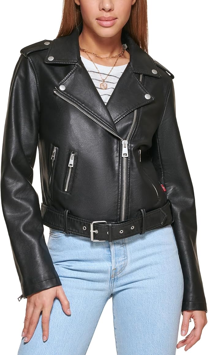 Levi's womens The Belted Faux Leather Moto Jacket (Regular & Plus Size)