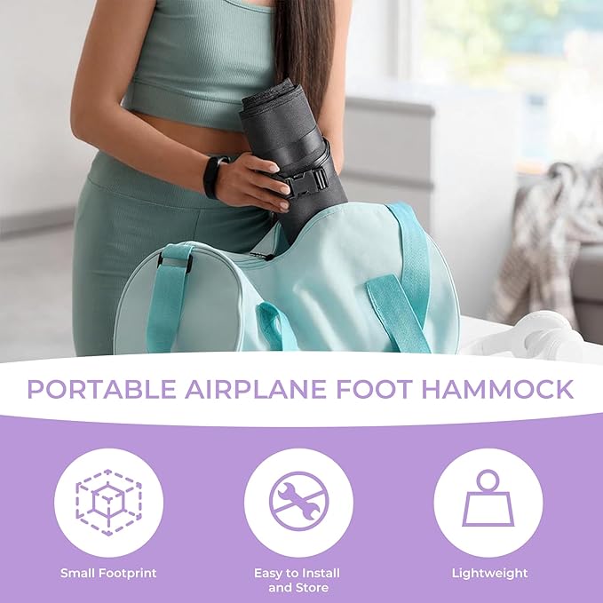 Babenest 2pcs Airplane Foot Hammock, Foldable Leg Rest Support with Adjustable Strap and Thicken Bottom, Portable Under Desk Flight Footrest Holder for Air Travel, Office & Car