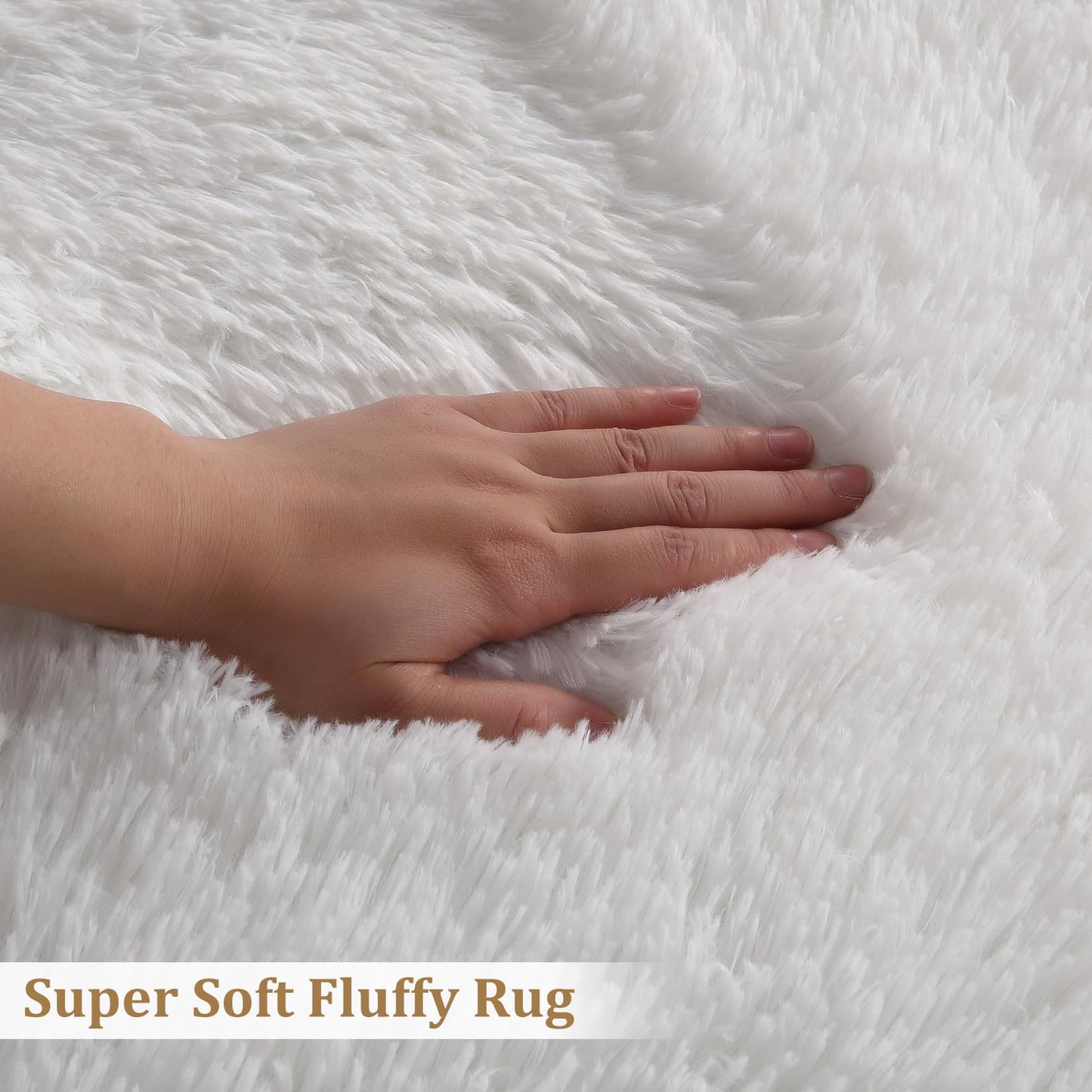 CAROMIO 10x13 Fluffy Area Rugs Extra Large Plush and Thick Faux Fur Shag Rug for Living Room Non-Slip Non-Shedding Accent Rug Carpet for Bedroom, Fuzzy Shaggy Rugs for Kids Nursery Dorm, White