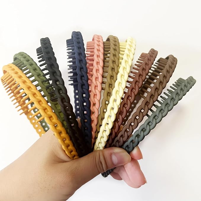 YONOY 10 PCS Braided Thin Headbands for Women, Colorful Fashion Effortless Plastic Headbands with Teeth No Slip for Women ...
