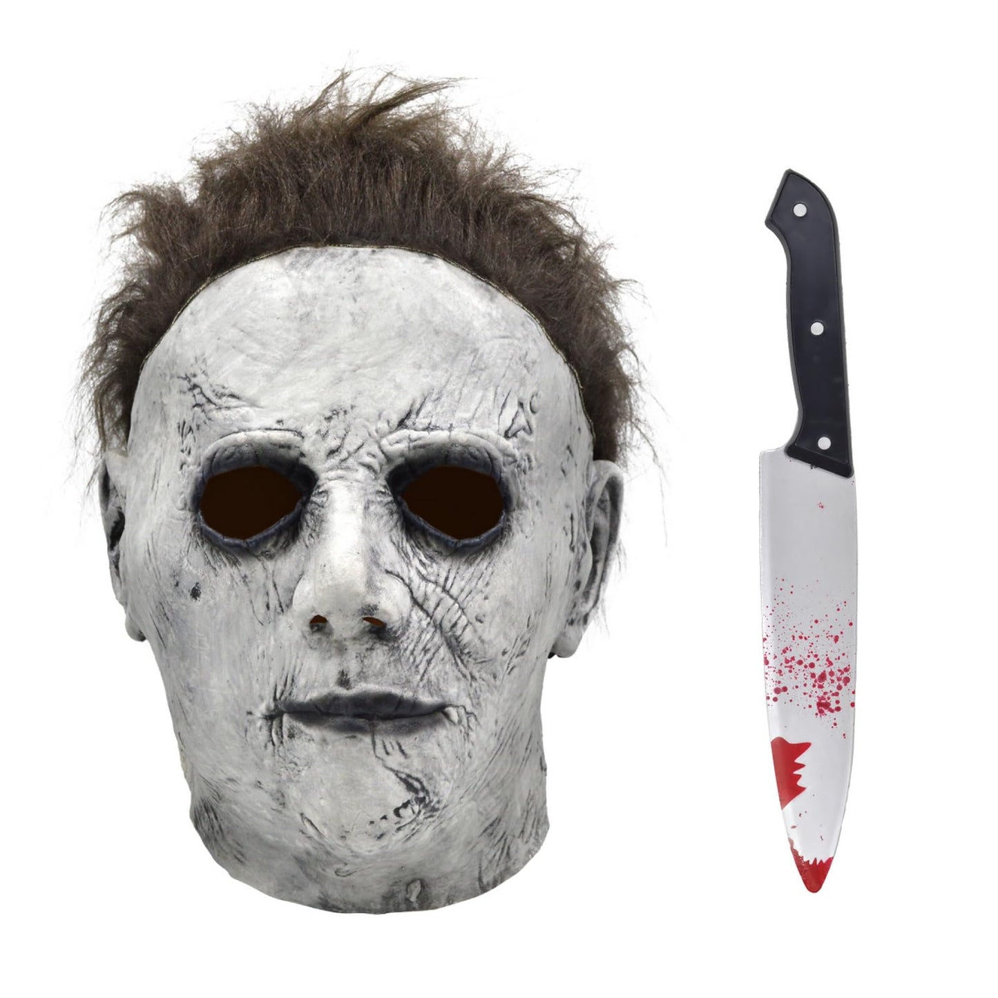 QPCOS Halloween Horror Masquerade Cosplay Party Mask Costume Scary Cosplay Mask for Adults (Grey, Medium)