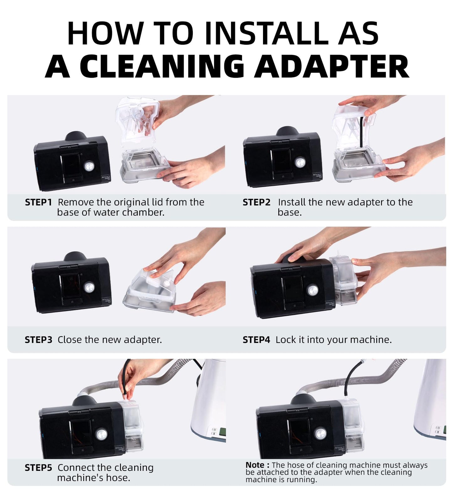 Universal Tubing Adapter for AirSense 10 & AirCurve 10 with Silicone Gasket & 1 Pack Replacement Cartridge Filter Kit, Compatible for Cleaner Machines