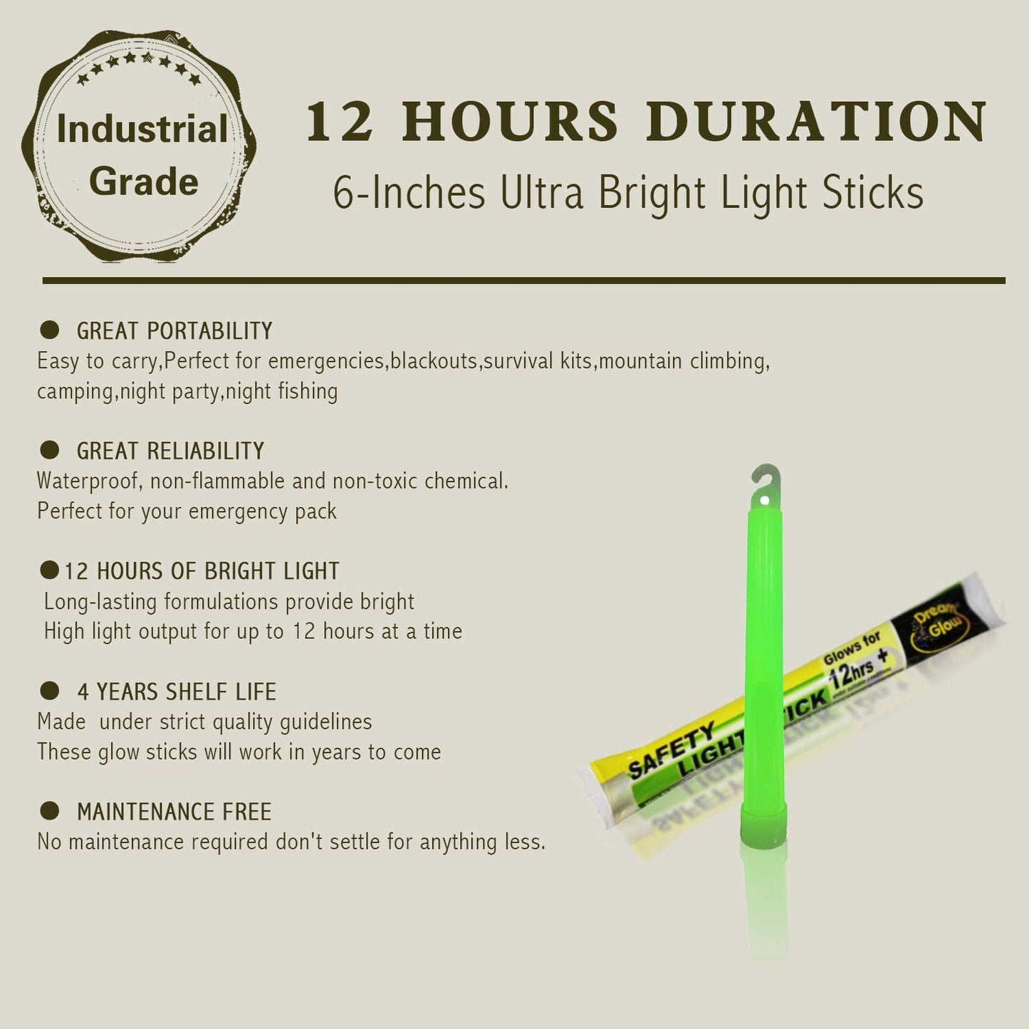 20 Industrial Grade Glow Sticks/Ultra Bright Light Sticks - Emergency Light Sticks for Camping Accessories, Hurricane Supplies,Earthquake, Survival Kit and More - Lasts Over 12 Hours (Multi Color)
