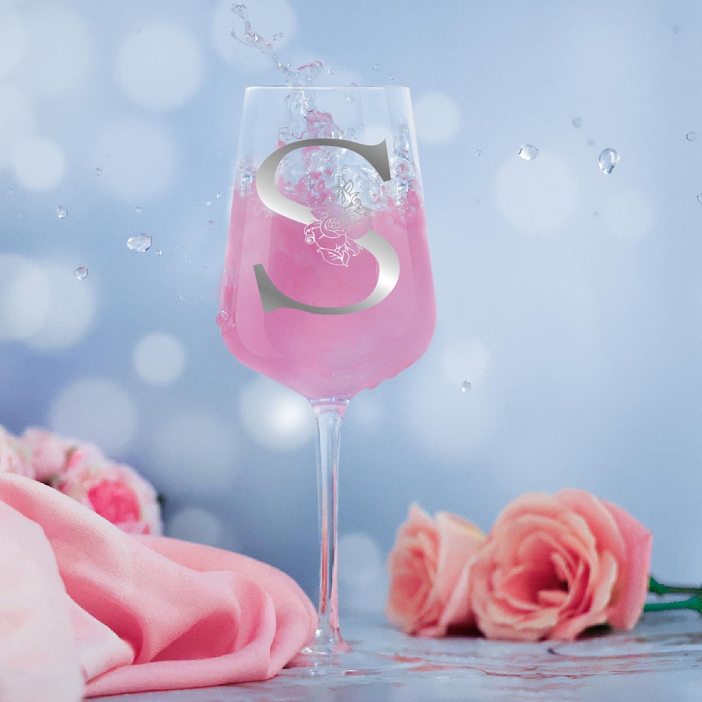 Personalized Monogram Wine Glass Gifts for Women - Customized A-Z Wine Glass with Gift Box & Greeting Card, Unique Birthday Anniversary Christmas Gifts for Her, Mom, Wife, Sister, Daughter, Friend (S)