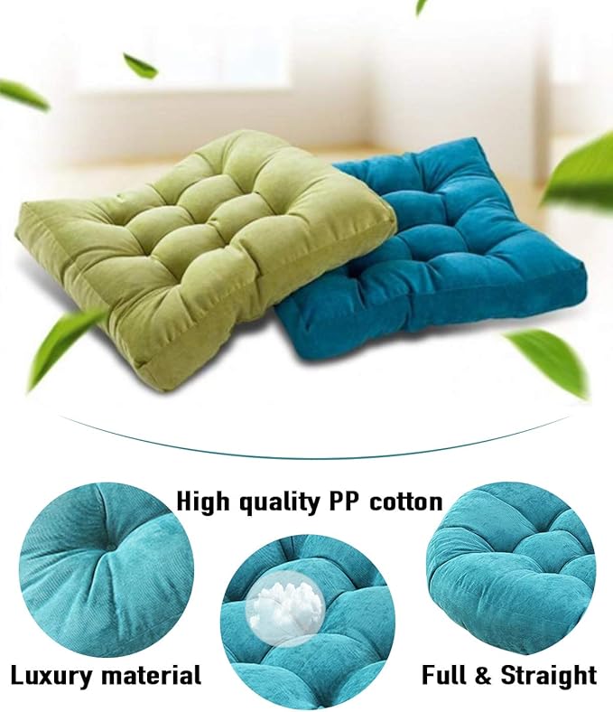 Tiita Floor Cushions Blue Seat Cushion Pillows 22"x22" Round Outdoor/Indoor Windows Pad for Patio Garden Hanging Chairs Set of 2