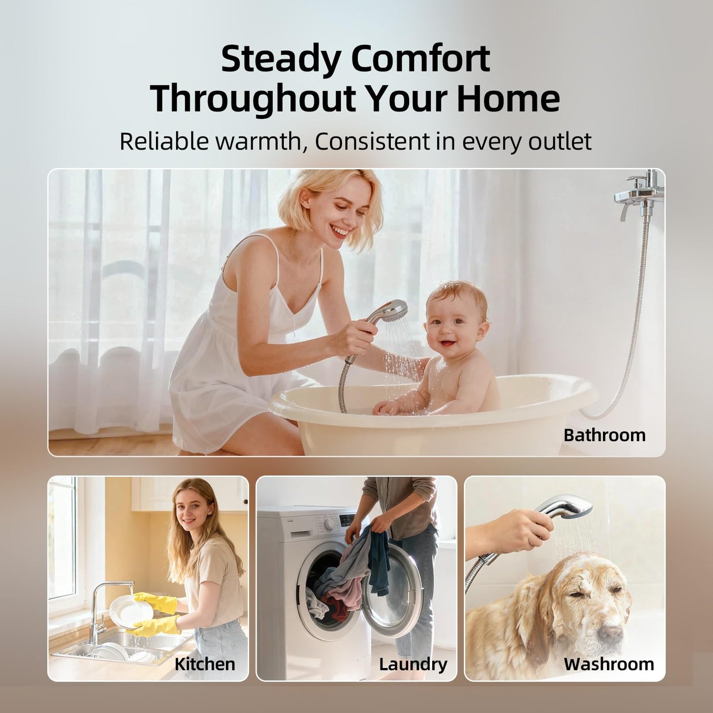 Mizudo 36kW Tankless Water Heater Electric, 240 Volt Instant Hot Water Heater, Up to 8.7 GPM for the Whole House Shower, 5-6 Points of Use, with LED Digital Display, Copper Cup Heating Element