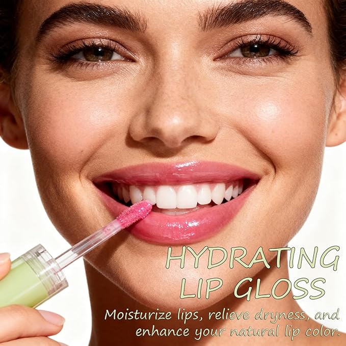 8 Pack Hydrating Glow Lip Oil Makeup Set for Women, Moisturizing Lip Gloss with Glow Finish, Long Lasting Nourishing Lip Care Fat Oil Lip Drip, Sweet Candy Scent (8 COLORS)