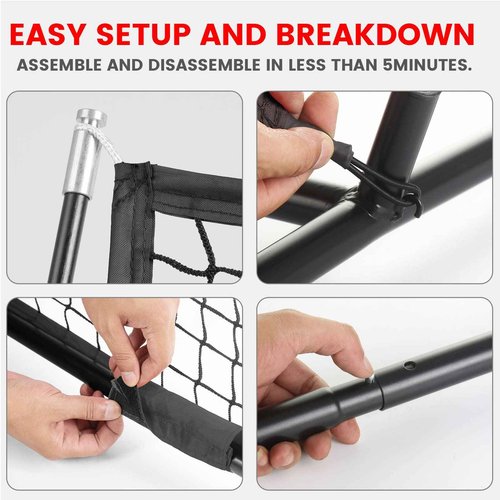 BaseGoal 8 x 8ft Football Net With 4 Target Pockets for Throwing Accuracy, Quarterback Training Equipment (Black)