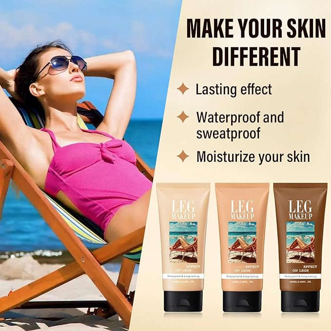 Legs Makeup Waterproof with Brush, No Transfer Body Concealer, Coverage for Vein, Scar, Tattoo for All Skin Tones, 100ML (FAIREST GLOW)