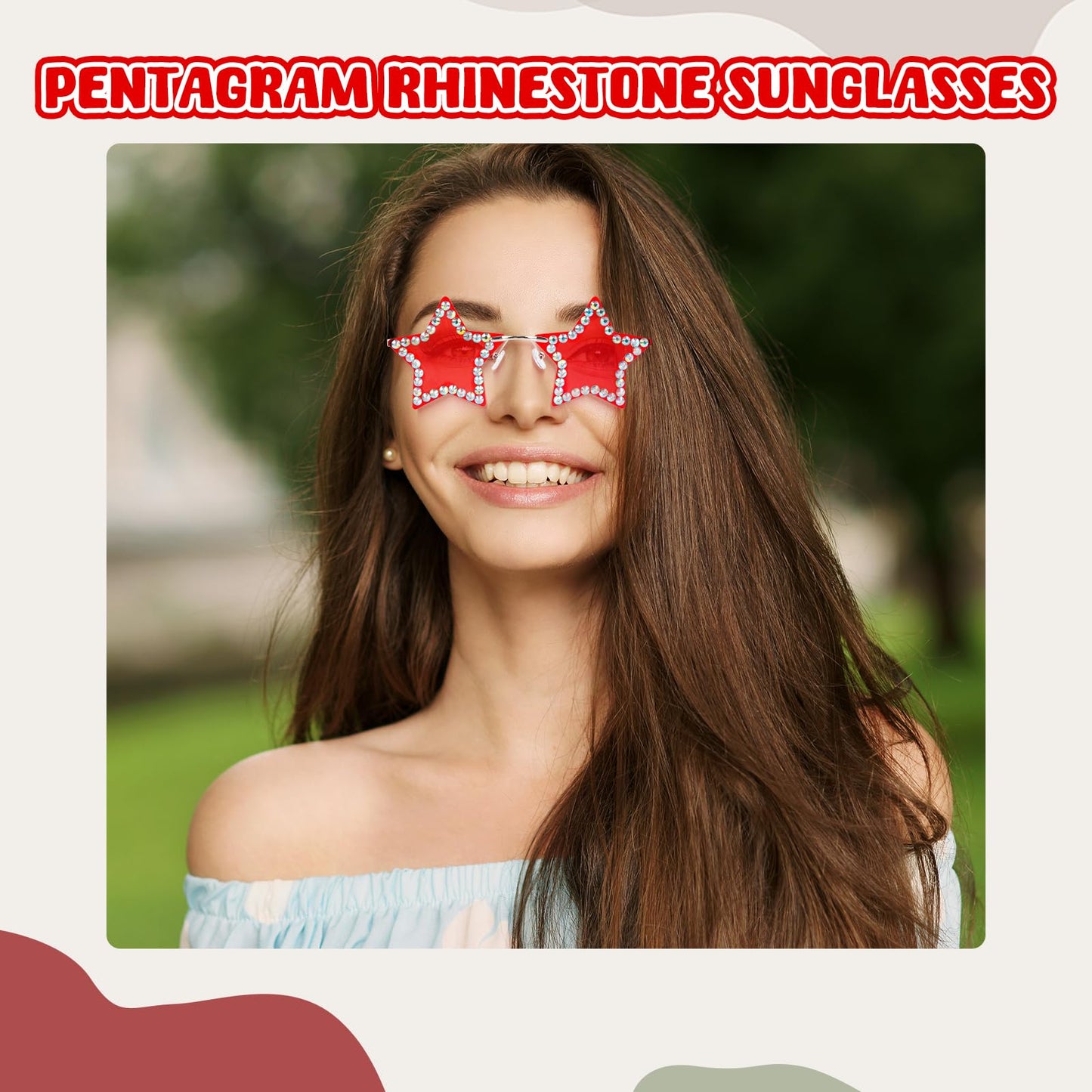 Klfoho Rimless Star Shape Sunglasses Fashion Glasses Women Men Party Christmas Cosplay Glasses Pentagram Sunglasses