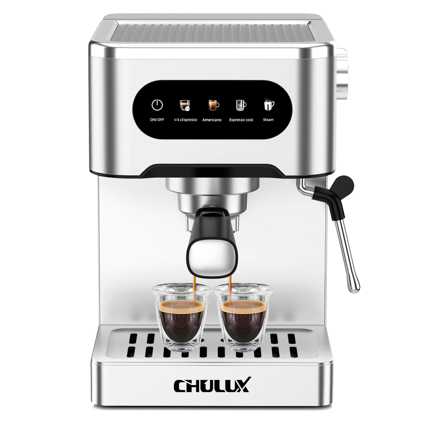 CHULUX Cube Espresso Machine with Milk Frother Steam Wand, 20 Bar Professional Italian Pump Semi Automatic Espresso Coffee Machine for Home Cappuccino & Latte Maker