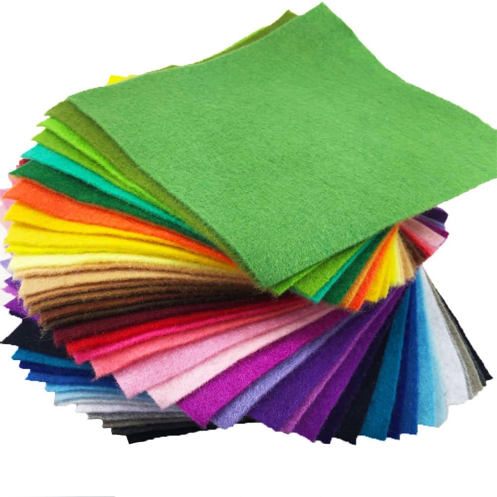 flic-flac 42pcs1.4mm Thick Soft Felt Fabric Sheet Assorted Color Felt Pack DIY Craft Sewing Squares Nonwoven Patchwork (20cm * 20cm)