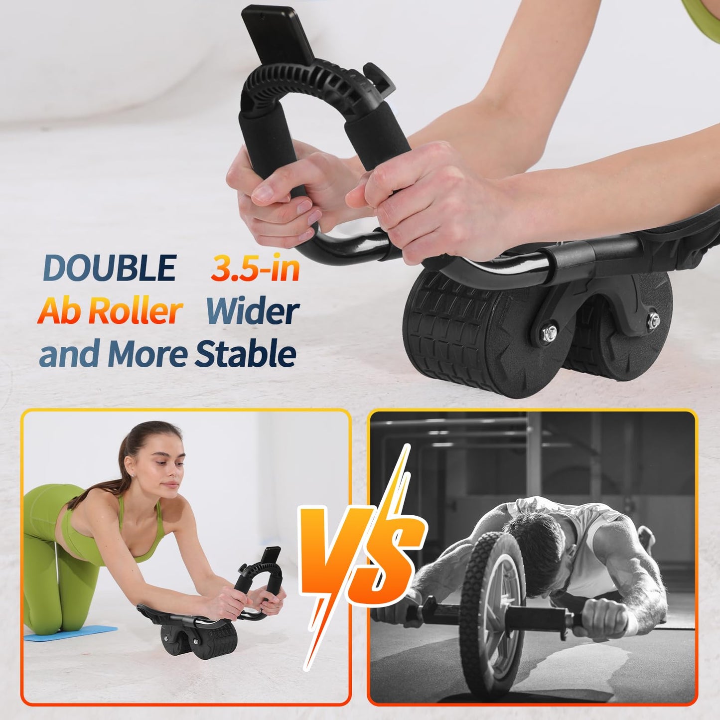 Tixahi Ab Roller Wheel，with Timer Automatic Rebound Abdominal Wheel，Elbow Support Abs Roller Wheel Core Exercise Equipment (Black)