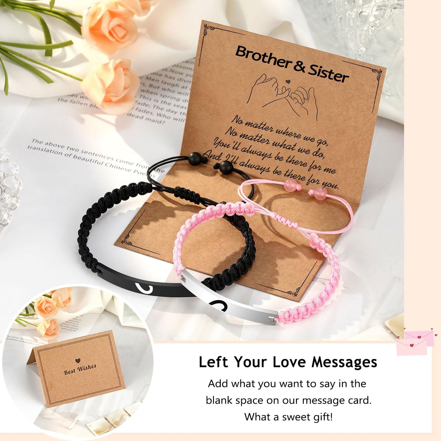 UPROMI Brother Gifts from Sister Bracelets Christmas Fathers' Day Birthday Gifts for Adult Older Big Little Brother Sister