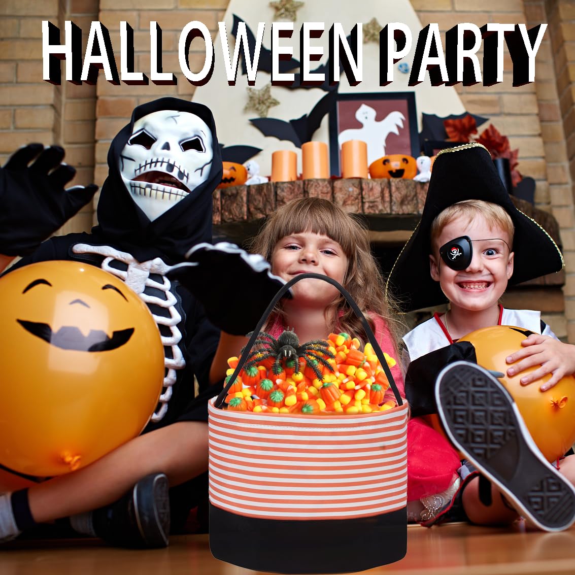 Halloween Candy Buckets Candy Baskets Halloween Trick or Treat Bags Polka Dot Halloween Party Favor Bags