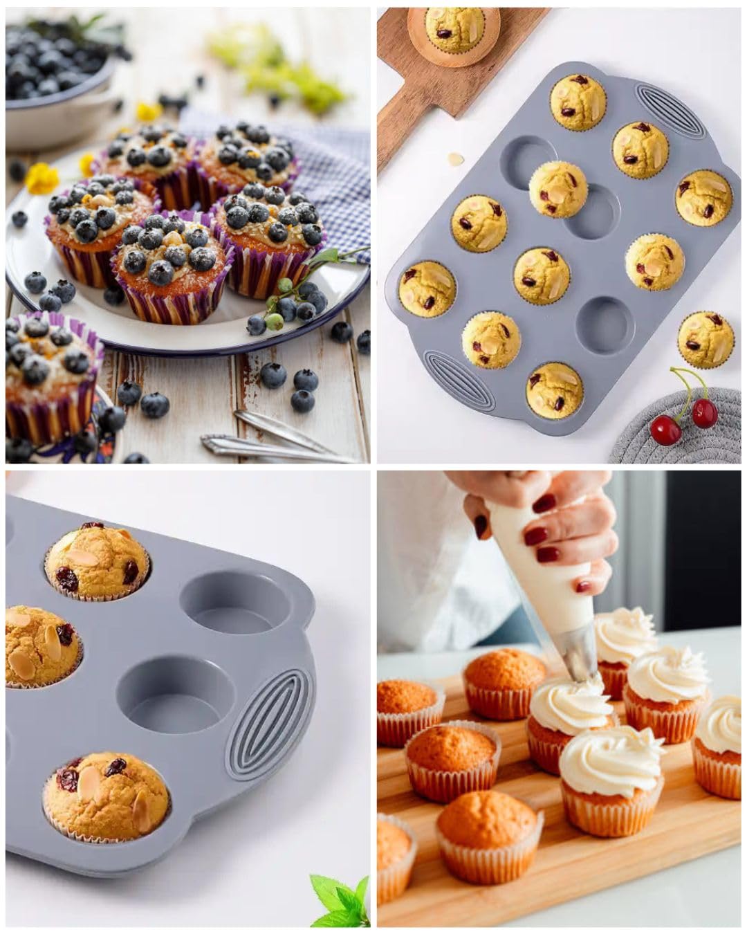 CG&CO. 2-Pack 12-Cup Silicone Mini Muffin Pan - BPA Free, Nonstick Bakeware for Mini Cupcakes, Muffins, and More