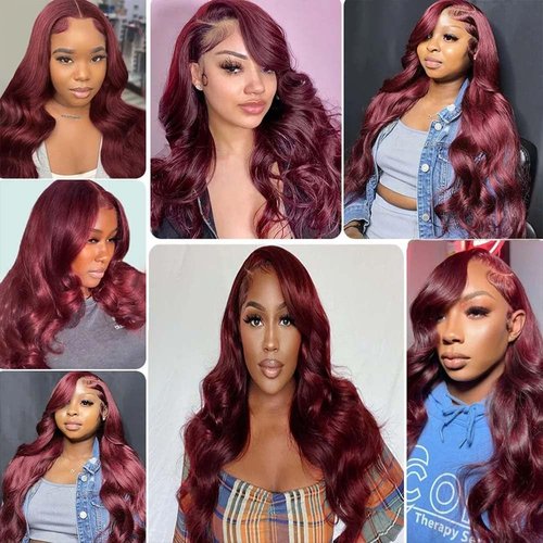 Giginger Bundles Human Hair Burgundy 99J Body Wave Human Hair Bundles 16 18 20 inch Wine Red Unprocessed Quick Weave Soft Sewn In Hair Extensions for Black Women