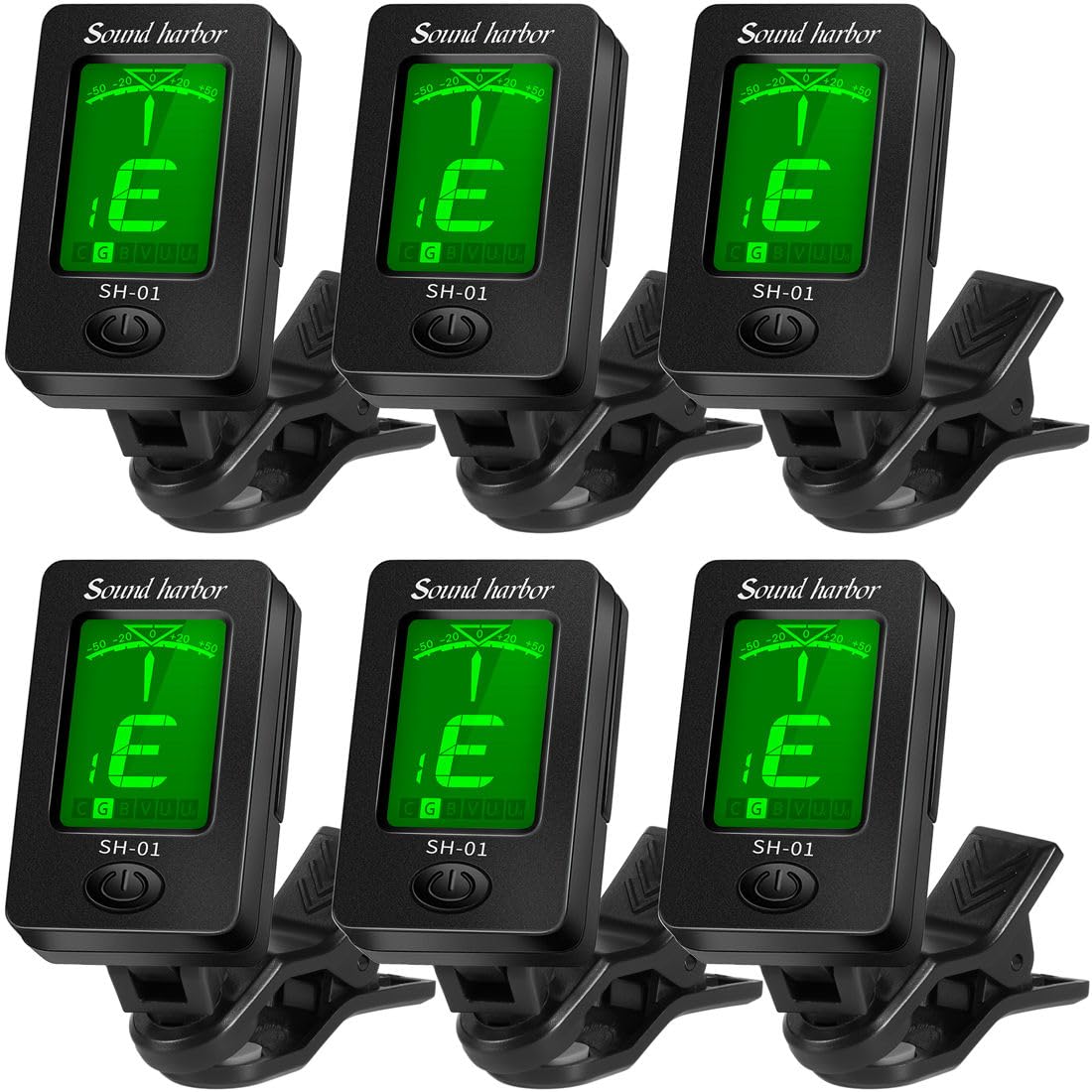 Guitar Tuner Clip On Ukulele Tuner for All Instruments Guitar Bass Ukulele Violin banjo Tuner (Tuner 6 Pack)