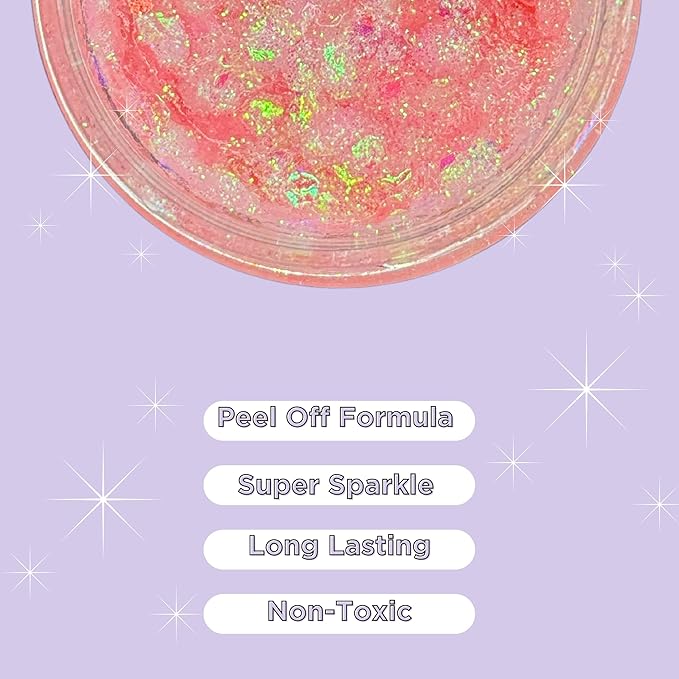 Stunt Trainer Cheer Glitter Face Body Makeup Peel Off Gel Chunky Holographic 15 Colors 1.6oz Vegan Cruelty Free Nontoxic Cheerleader Cheerleading Makeup