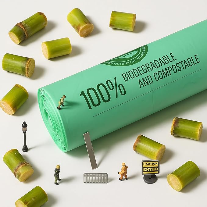 Compostable Trash Bags – 30 gallon 25 Pack, Waste Bags, Nature-Friendly, Tear-Resistant, Odor-Free, Durable & Convenient