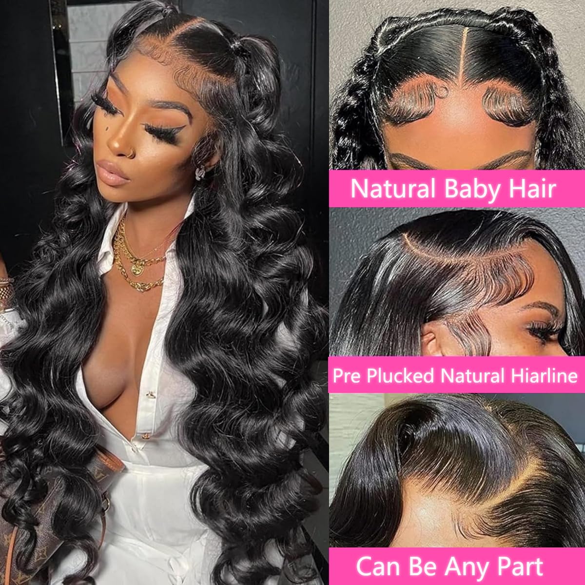 13x6 Body Wave Lace Front Wigs Human Hair Pre Plucked 180% Density HD Lace Frontal Wig Human Hair For Women Body Wave Wigs With