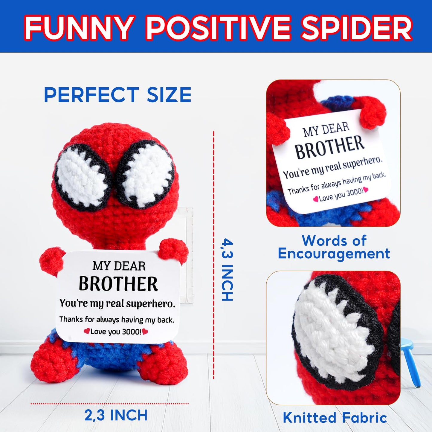 Lenoka Crochet/Cute Spider Crochet Handmade Gift/Gifts for Brother/Birthday Gifts for Brother/Birthday Card for Brother (My Dear Brother)/ Spider Gift for Men Adults/for Women Adults/Spider Plush